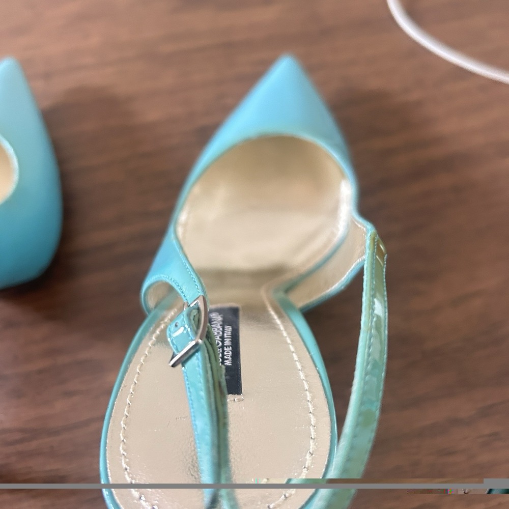 Dolce & Gabbana Patent Leather Slingback Pumps Turquoise EU 38.5 US 7.5/8 READ - Picture 15 of 16